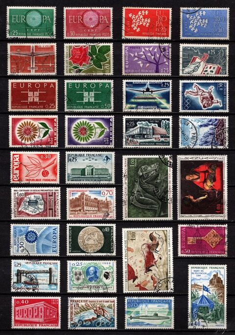 Lot timbres France oblitérés 1960/74 à 10 % de cote, TB 2 Cholet (49)