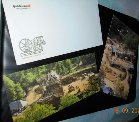 2 cartes postales GUEDELON 2008/2010 + enveloppe collector 2 Ervy-le-Chtel (10)