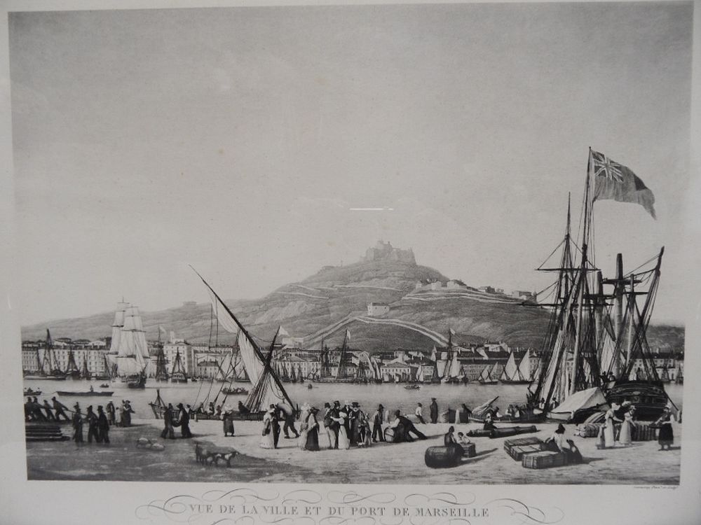 GRAVURE AQUATINTE ORIGINALE MARSEILLE LOUIS GARNERAY XIX&egrave;me Décoration