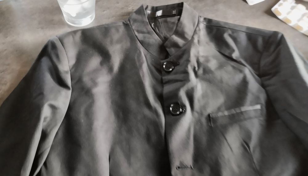 blazer noir col mao Vêtements