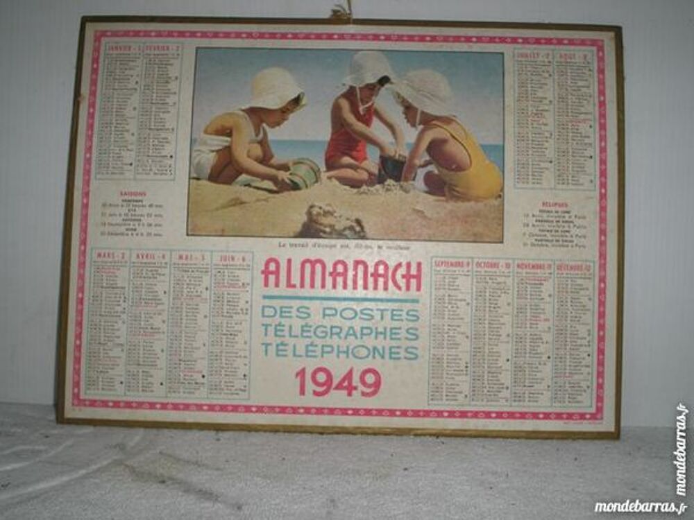 Authentique calendrier des postes 1949 