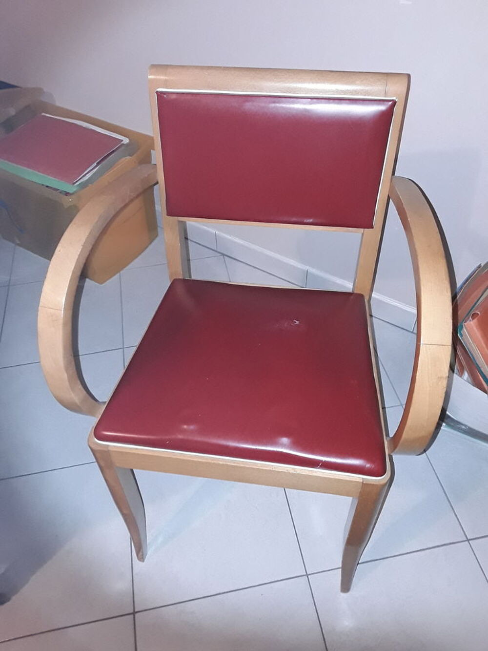 Fauteuil bridge vintage rouge Meubles