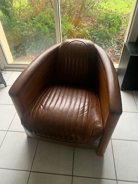 Fauteuil club cano vernis noyer cuir vintage 550 Thouar-sur-Loire (44)