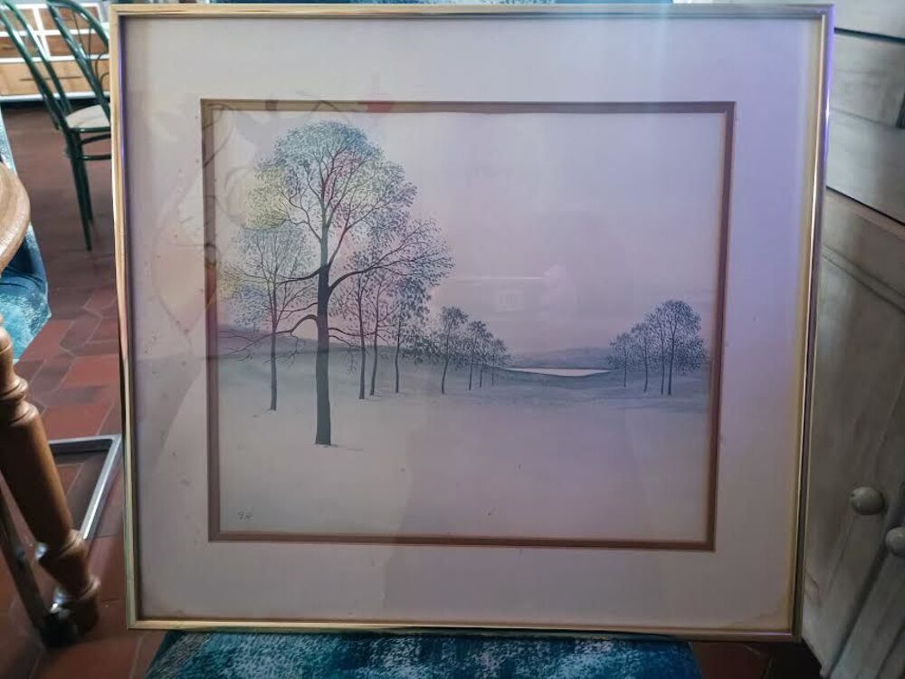 GRANDE LITHO PAYSAGE ALL&Eacute;E ARBRES Décoration
