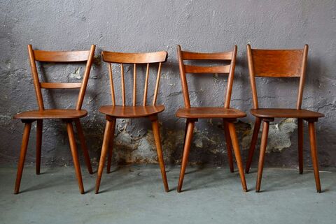 Srie de 4 chaises style vintage scandinave dpareilles mix 400 Wintzenheim (68)