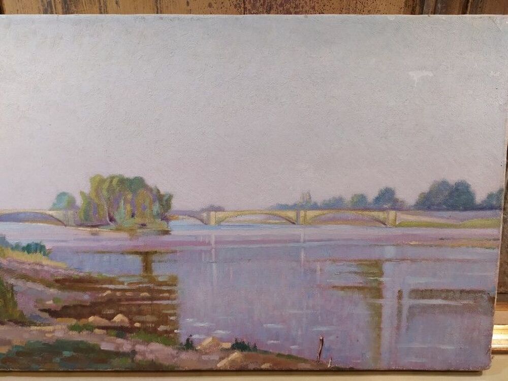 Tableau Fauviste Tours Vu de la Loire Andr&eacute; Jacquet 1943 Décoration