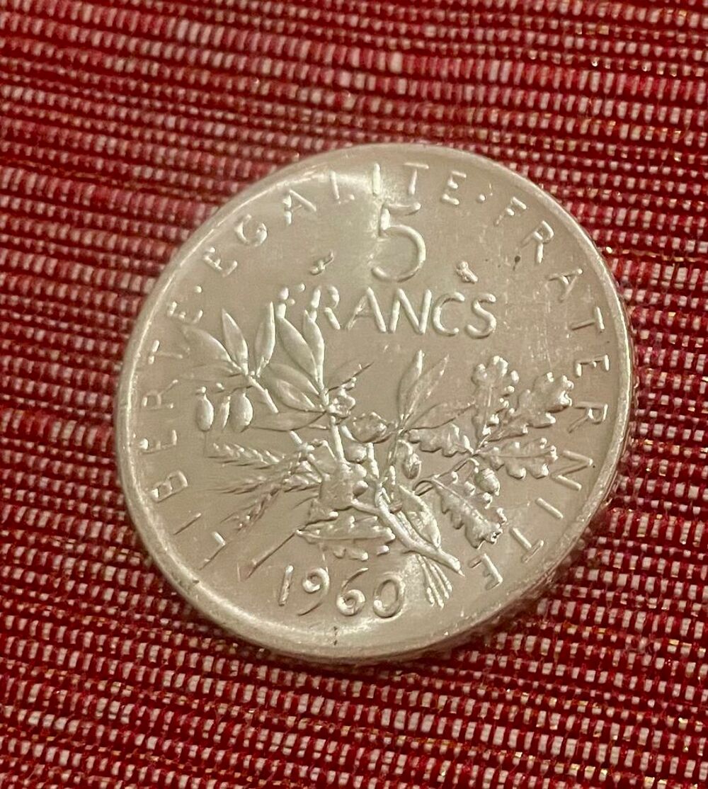 5 pi&egrave;ces de 5 francs ttbe argent ann&eacute;e 1960 