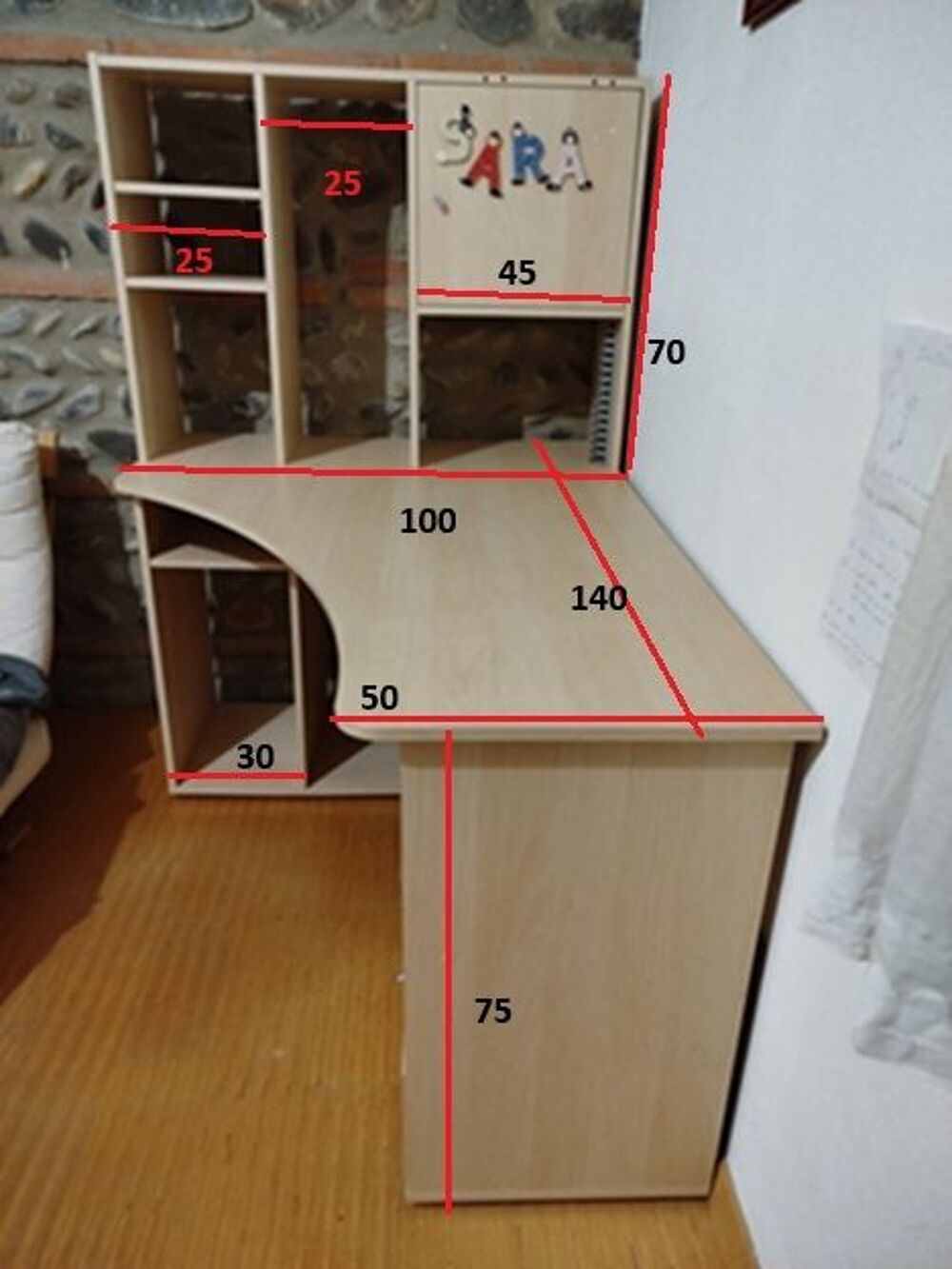 AV Bureau d'angle en bois clair Meubles