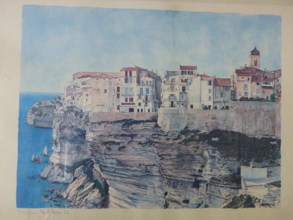 tr&egrave;s jolie aquarelle " Bonifacio " Décoration