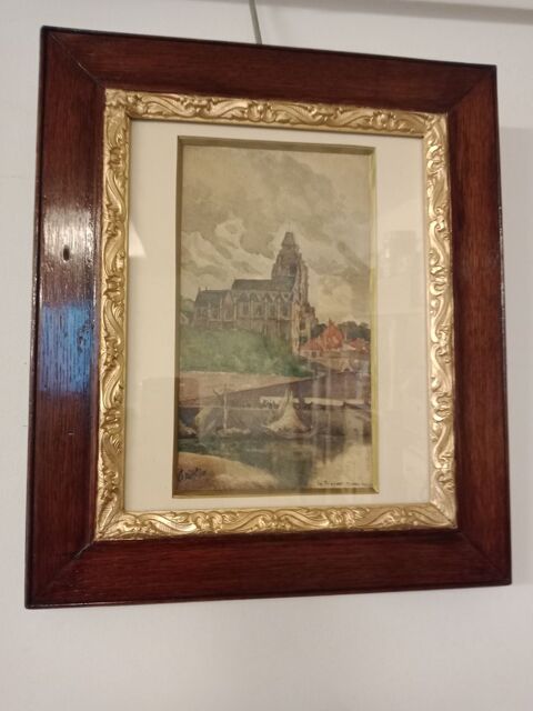 Anciens tableau Marine école italienne 19éme 60 Nice (06)