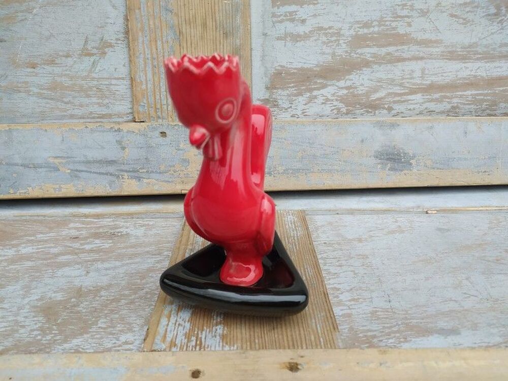 Bougeoir Coq Saint Andelain C&eacute;ramique Vintage 