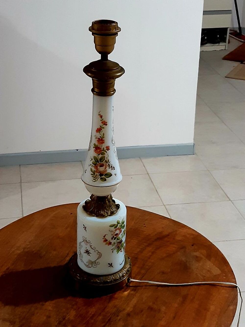  Grand pied de lampe opaline et bronze fin 19&egrave;me Décoration