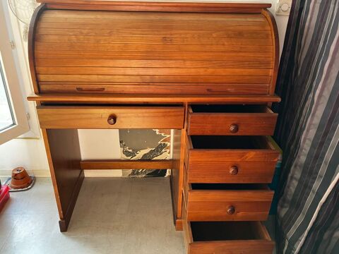 Petit bureau en bois avec rehausse et couverture  coulissant Aix-en-Provence (13)