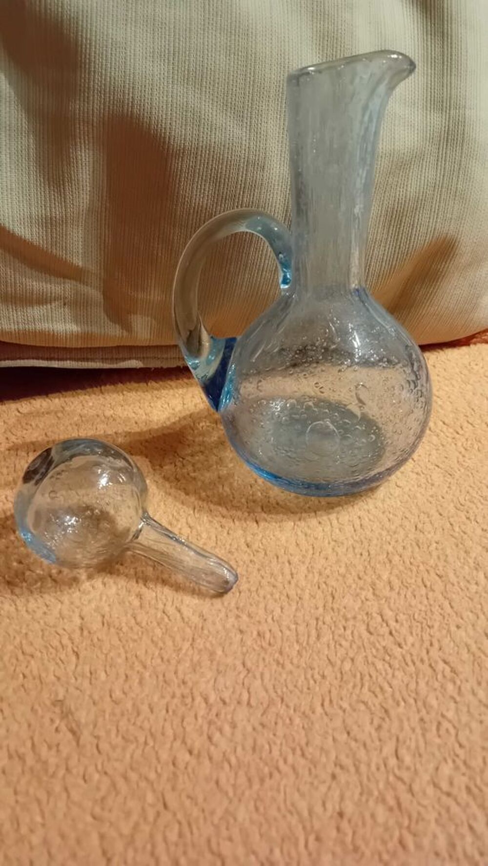 PICHET FLACON VERRE DE BIOT AVEC BOUCHON Décoration