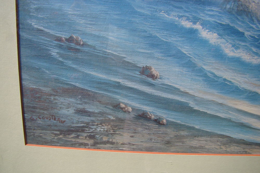 Tableau gravure - Bord de mer G. Cousteau Décoration
