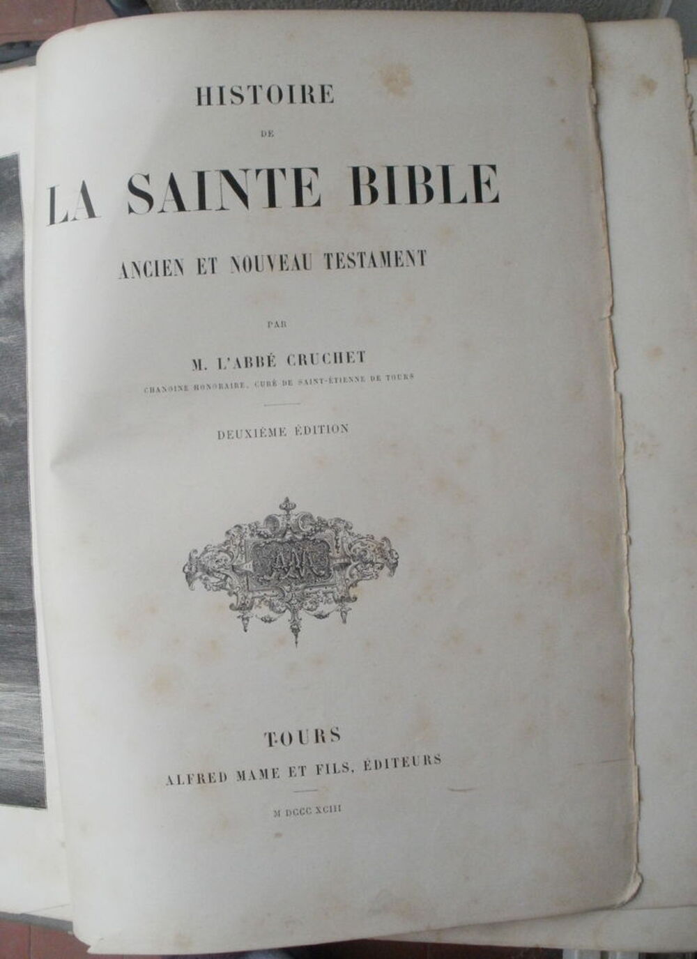 1893 L'abb&eacute; CRUCHET Histoire de la Sainte Bible Livres et BD