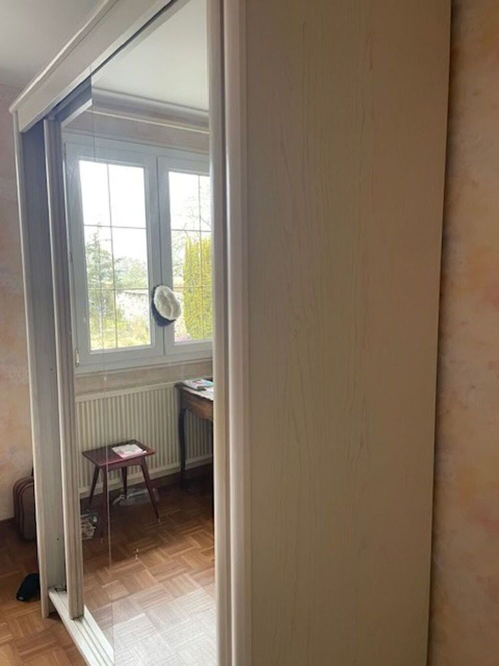 armoire penderie Blanche avec portes miroir H:217CM Décoration