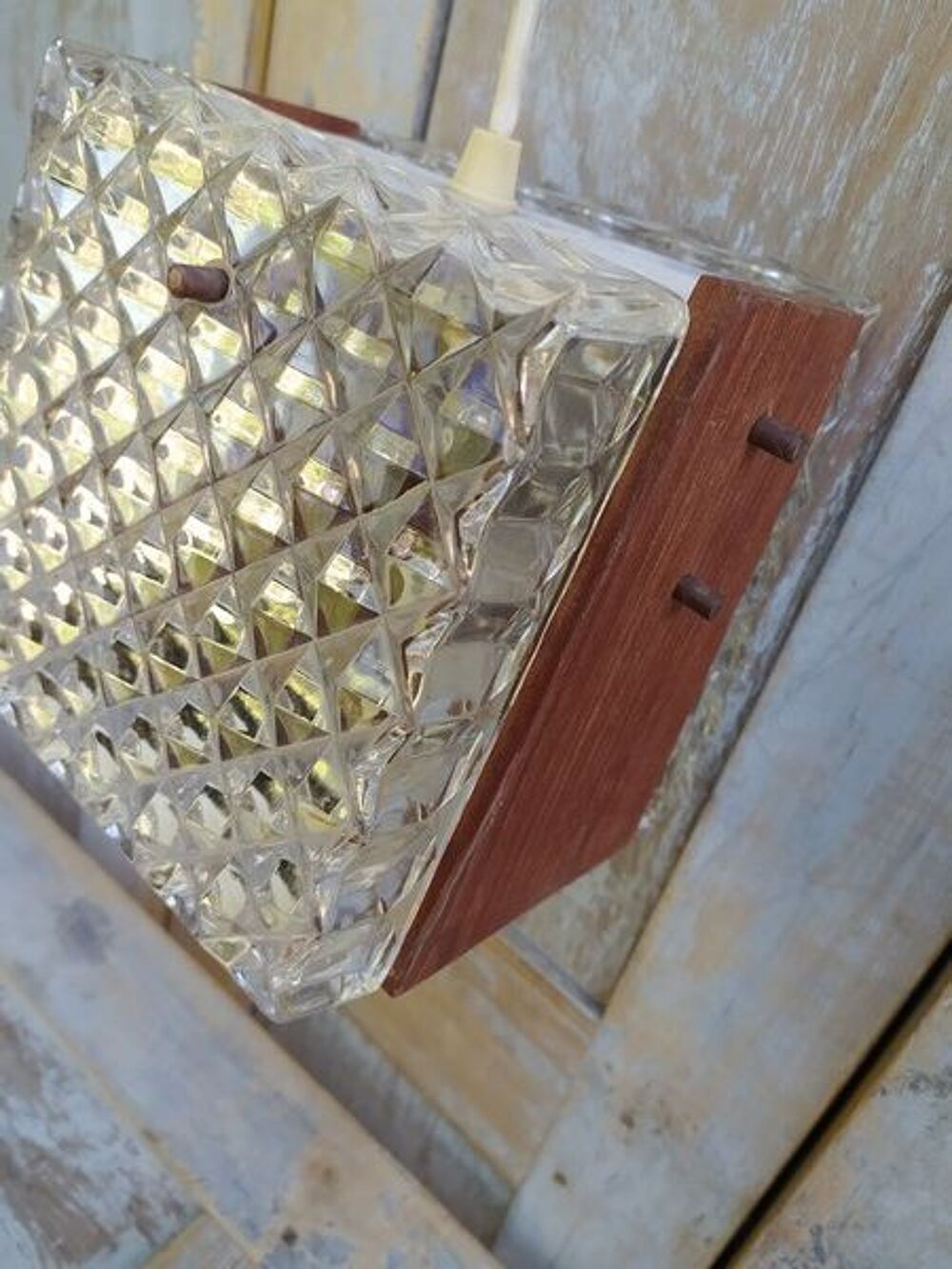 Lampe Suspension Bois et Verre Design Vintage Scandinave Décoration