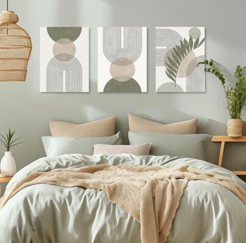 Lot de 3 Tableaux Décoratifs Style Scandinave - Design Abstrait Moderne Gurcy-le-Châtel (77)