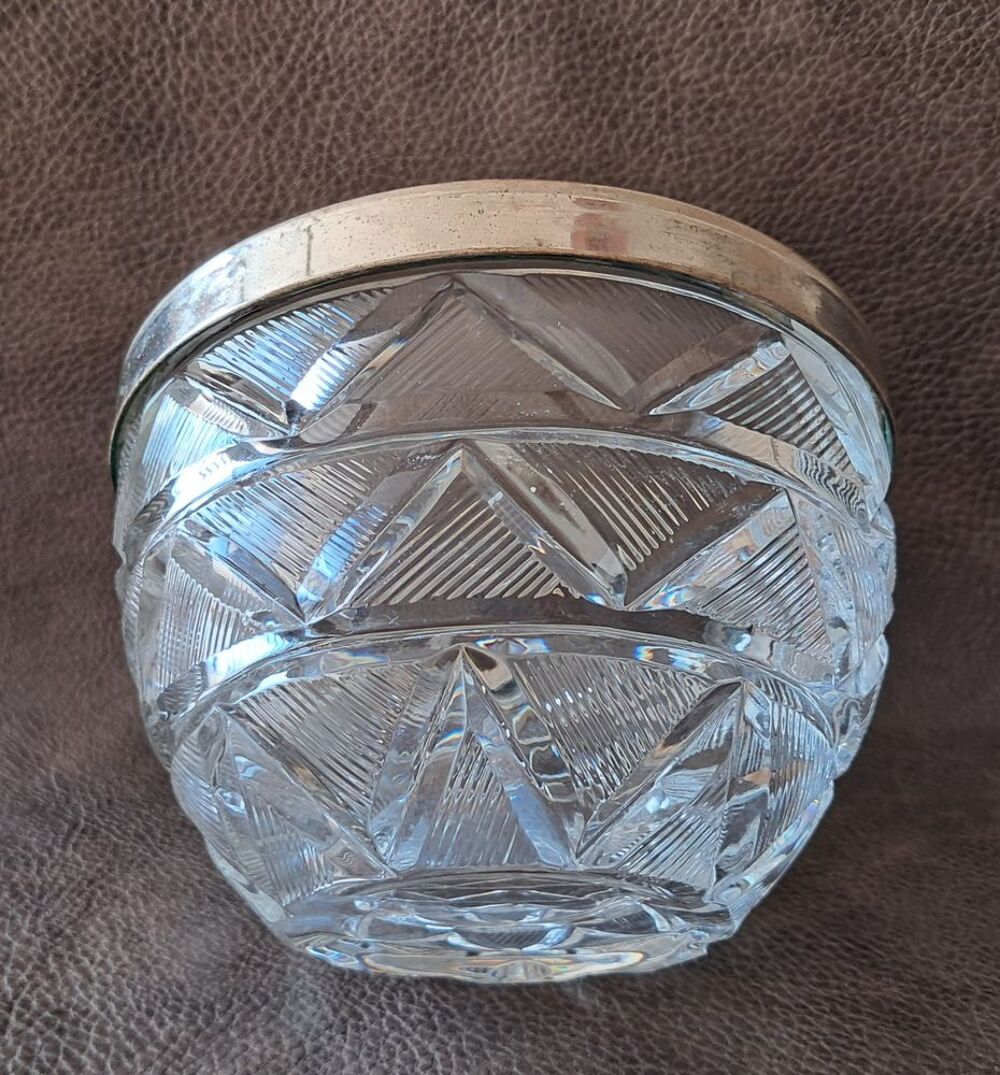 pot &agrave; biscuits vintage en verre cisel&eacute; motifs g&eacute;om&eacute;triques Décoration