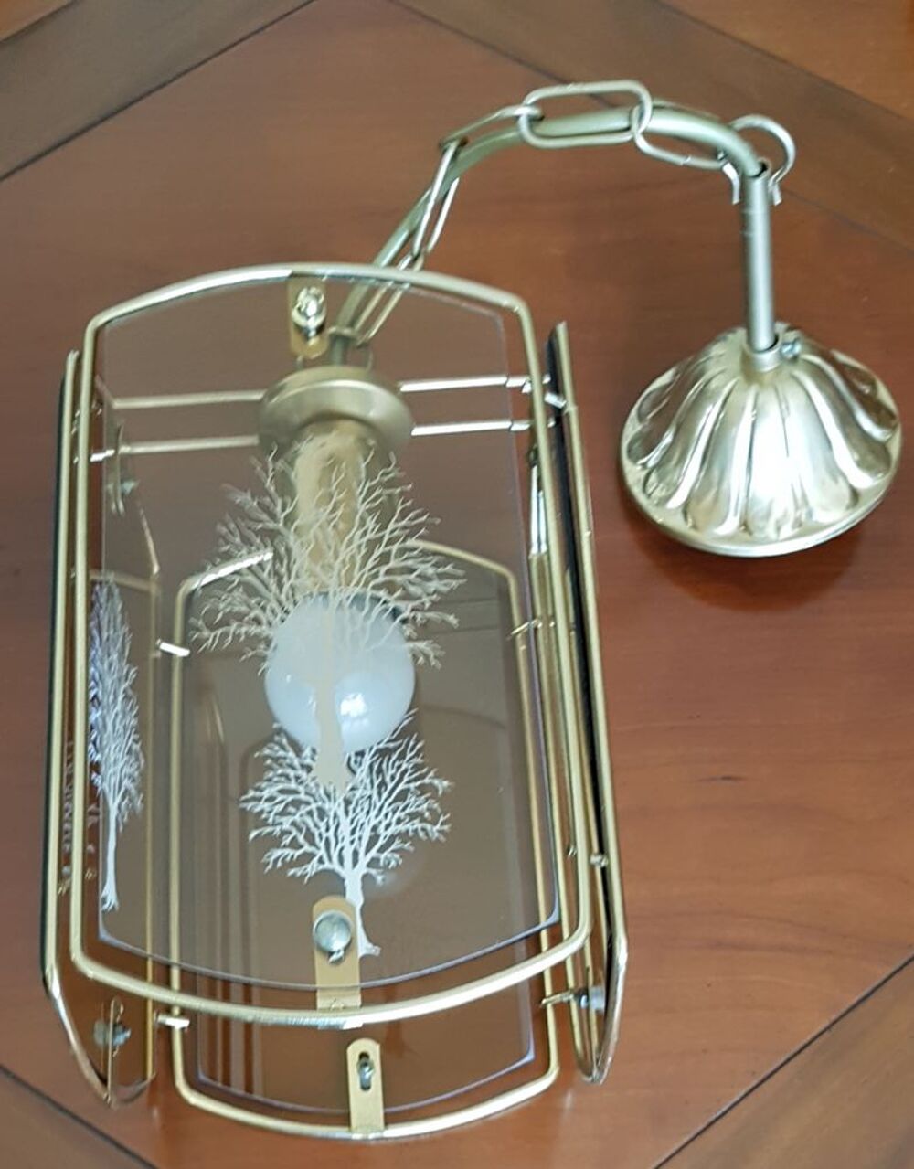 Luminaire suspension verre et m&eacute;tal Dcoration