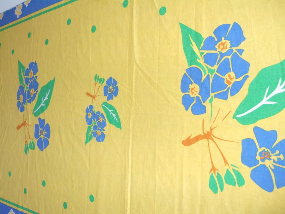 Nappe coton jaune et bleu Décoration