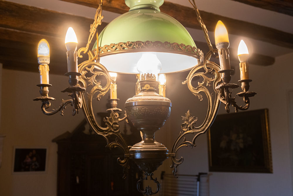 Suspension avec opaline verte,fin 19&egrave;me si&egrave;cle Décoration