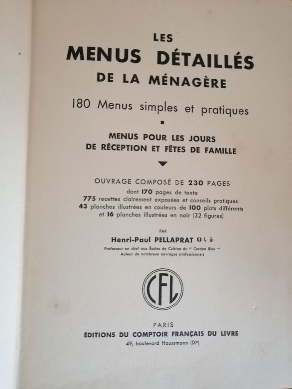 Livre de cuisine de 1949 ! Livres et BD