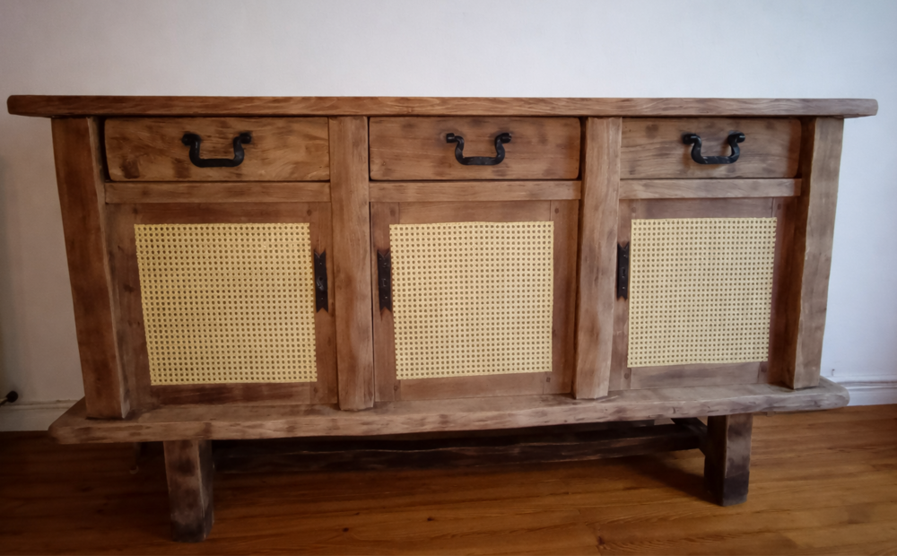  Buffet en bois massif &amp; cannage ? 2 m 
? Style boh&egrave;me Meubles