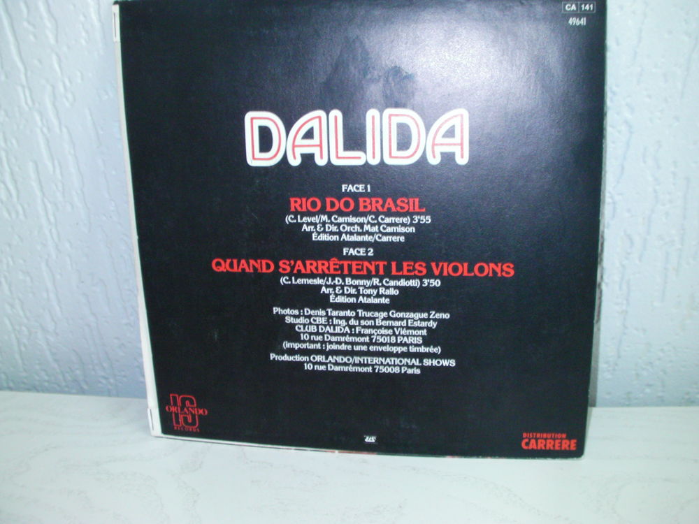 45 tours DALIDA - RIO DO BRASIL CD et vinyles