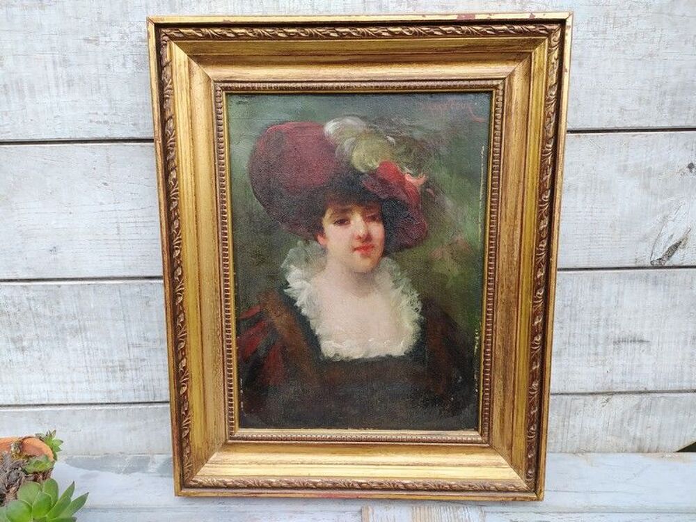 Tableau Portrait F&eacute;minin ca1900 Sign&eacute; d'Abancourt 