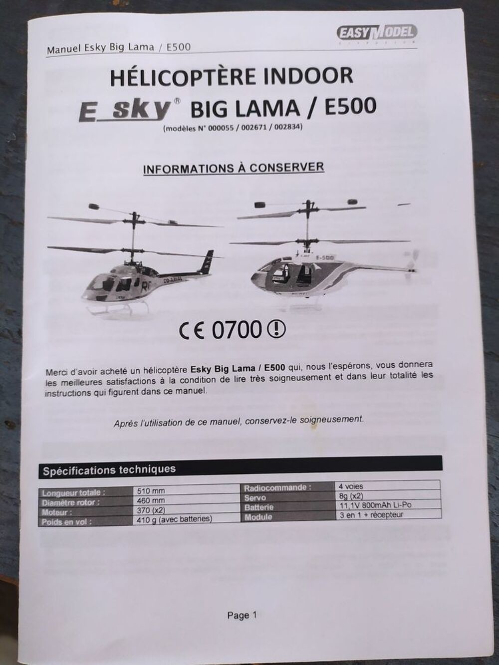 H&eacute;licopt&egrave;re radiocommand&eacute; E sky Jeux / jouets