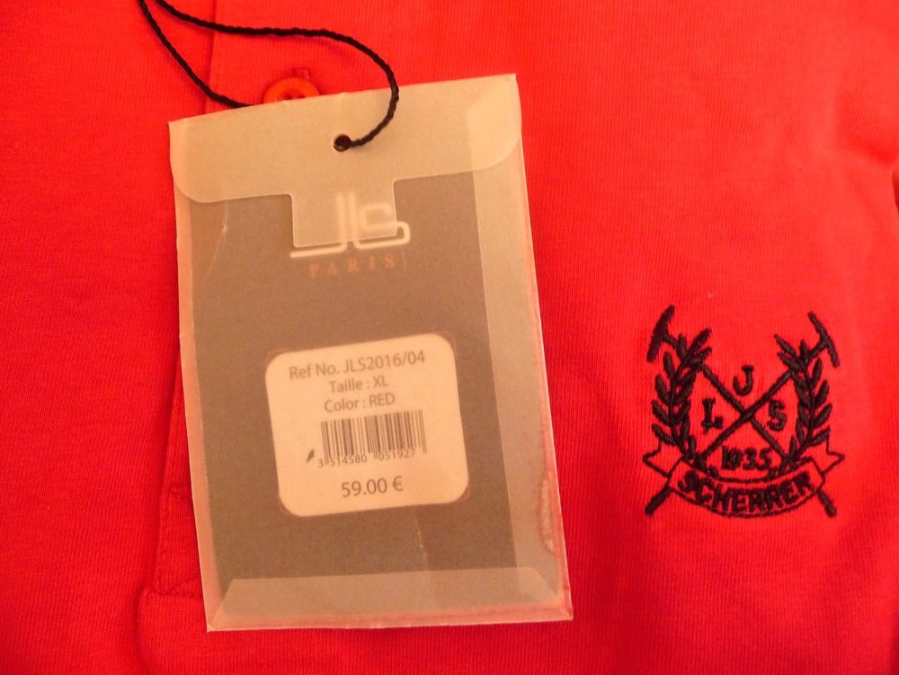 Polo/ Tee Shirt en 100% Coton Rouge- Jean Louis Scherrer Vêtements