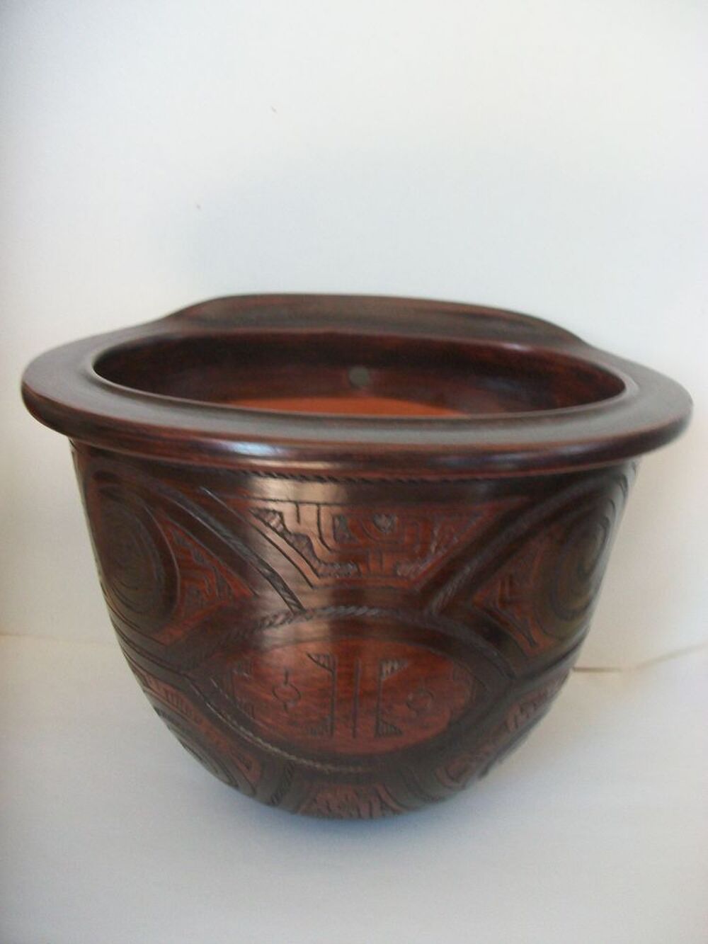 cache pot mural ancien marron terre cuite artisanat Décoration