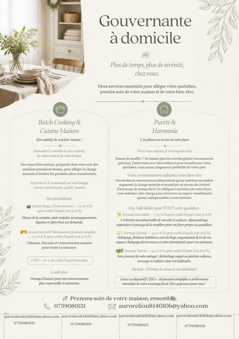   Gouvernante à domicile ? Aide, ménage, cuisine & bien-être  