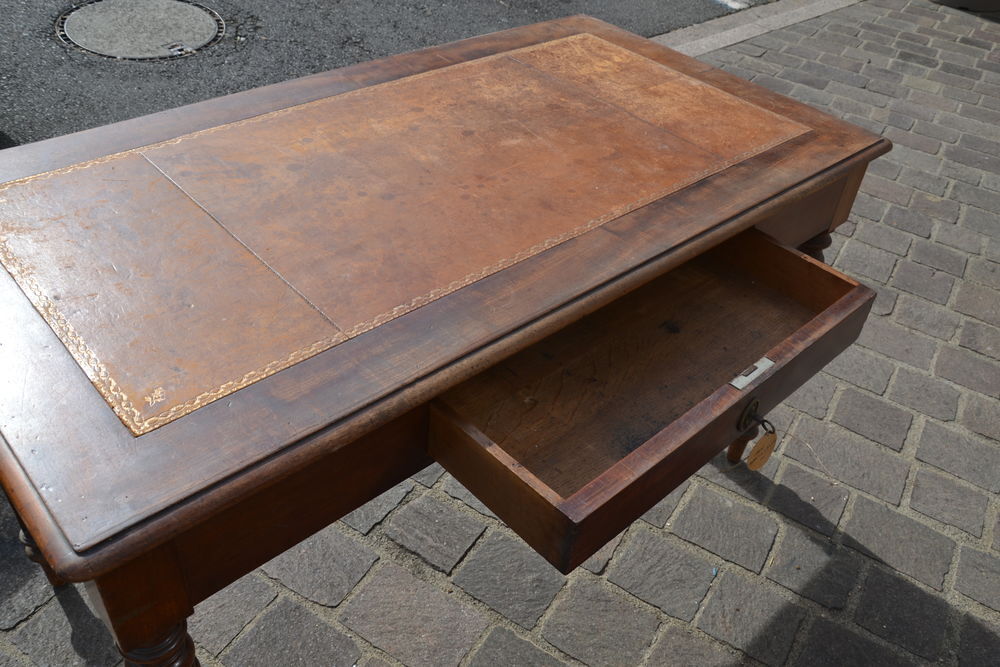 bureau bois+cuir Meubles