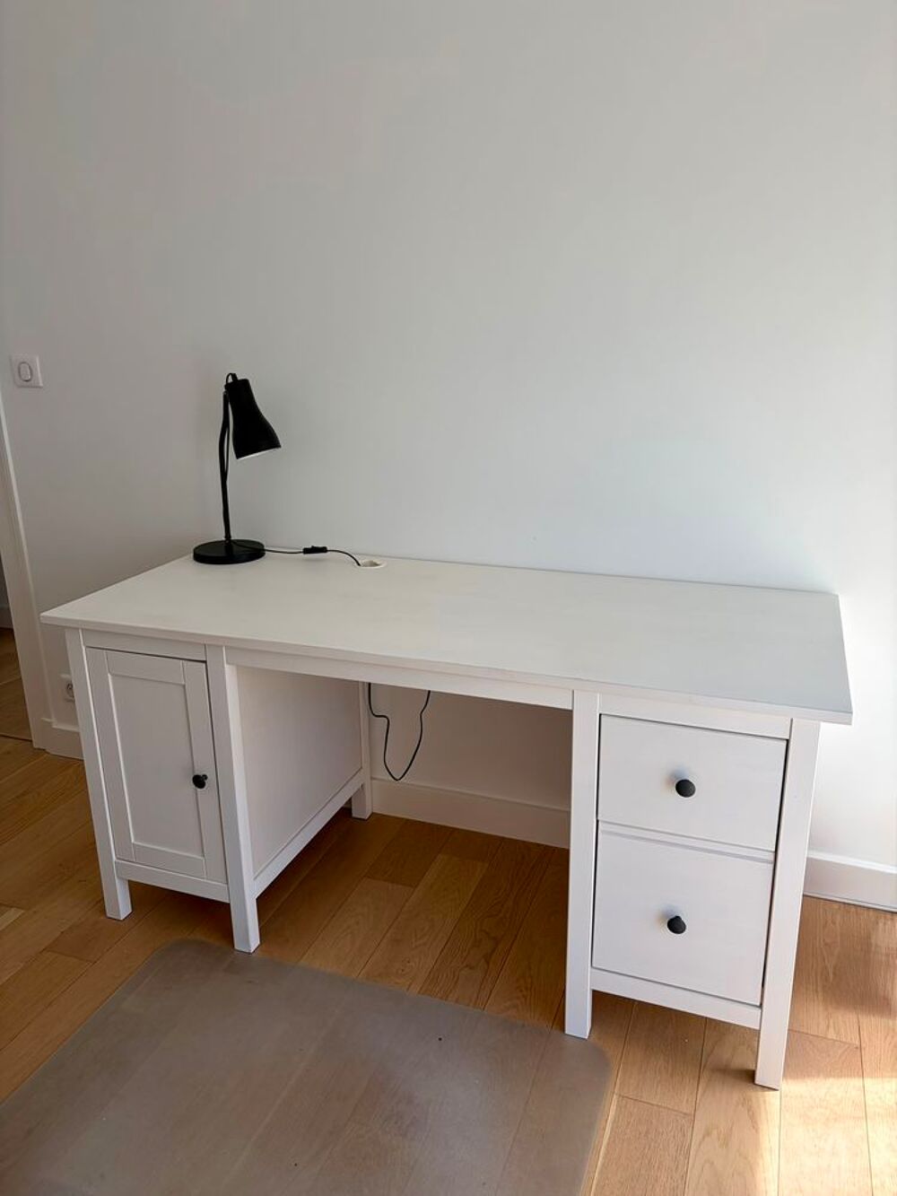Bureau en bois massif blanc 155x65 cm - HEMNES Ik&eacute;a Meubles