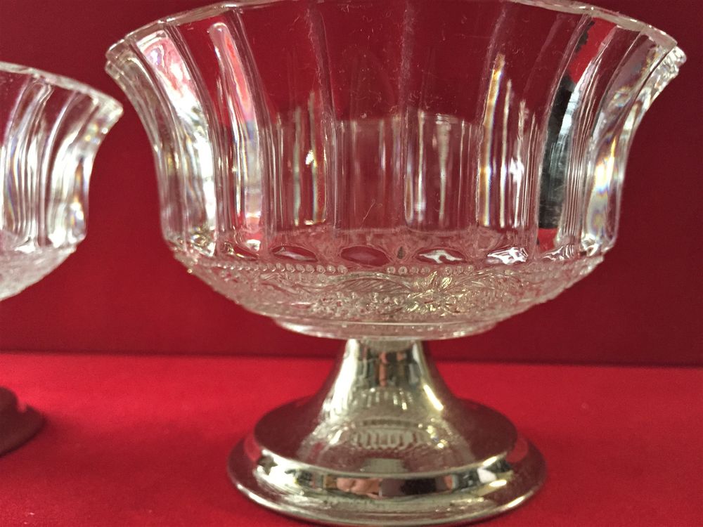 PAIRE DE COUPE A FRUITS DESSERT VERRE &amp; M&Eacute;TAL ARGENT&Eacute; Décoration