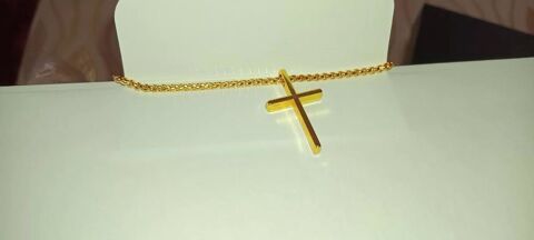 Collier chaine maille boule et pendentif Croix dor�e unisexe 8 N�mes (30)