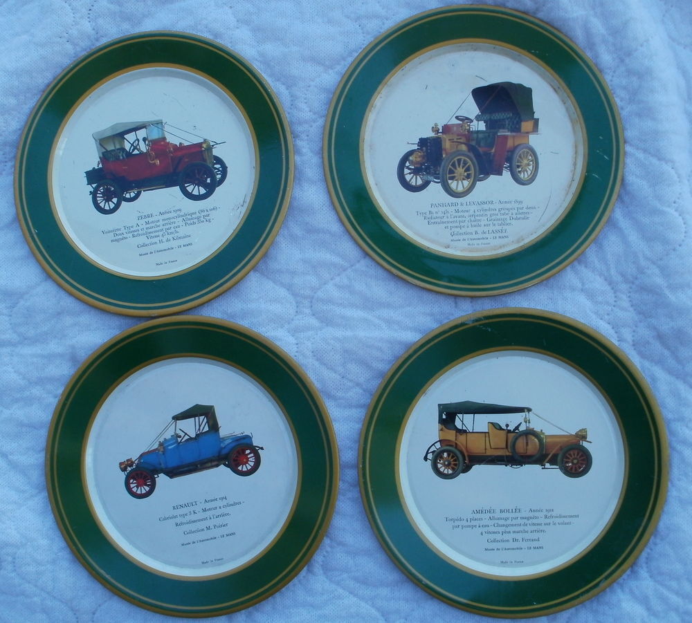 4 assiettes publicitaires de voitures de collection SHELL 