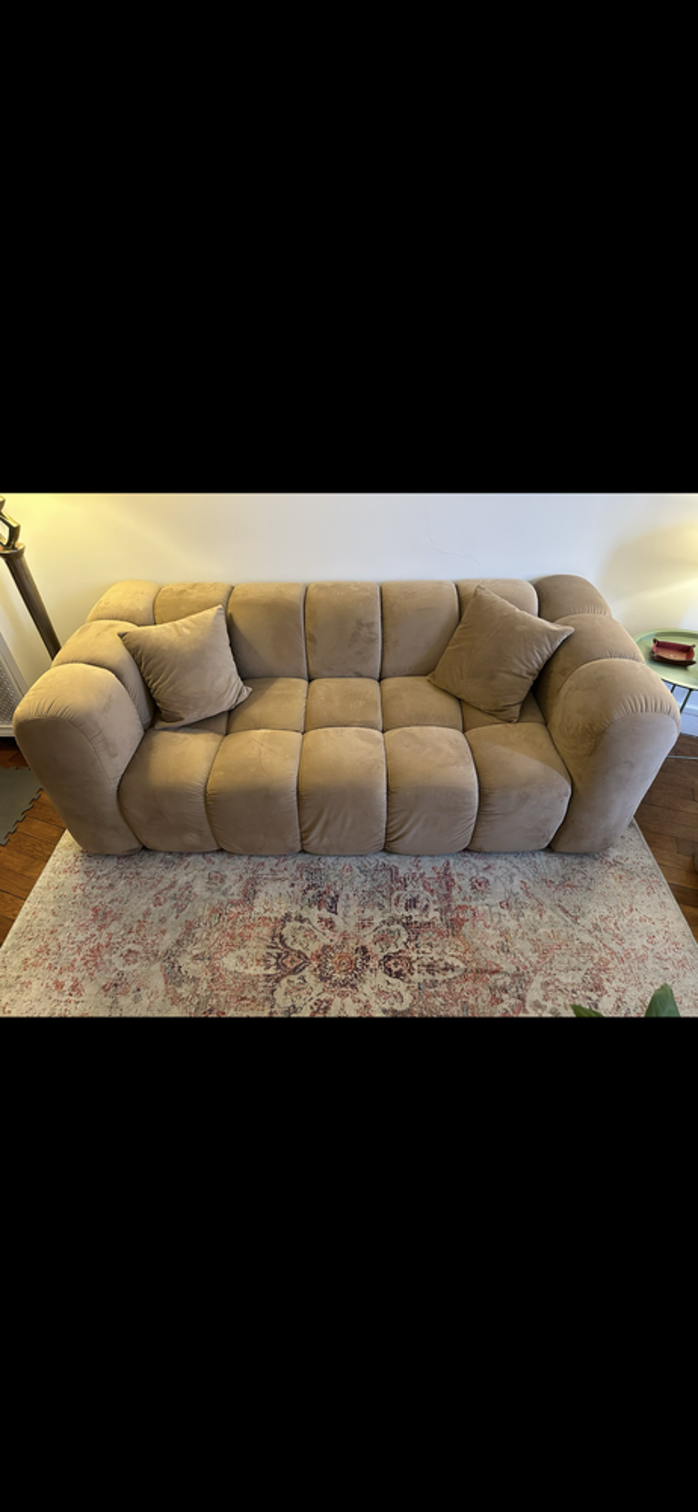 Canape Windsor &amp; Co - velours taupe, excellent &eacute;tat Meubles