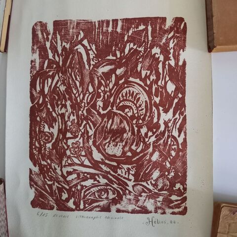 Lithographie originale Hélios 82, rêverie 6/15 80 Saumur (49)