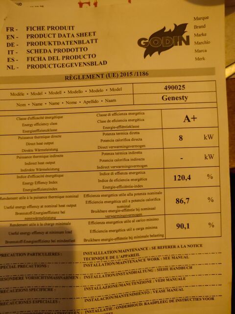 Po�le � granul�s Godin 2500 Maill� (85)