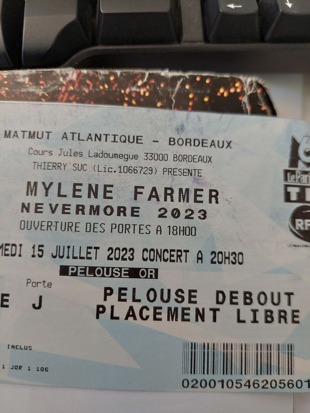 Concert Mylene Farmer 15 juillet Pelouse or Prix co&ucirc;tant Billetterie