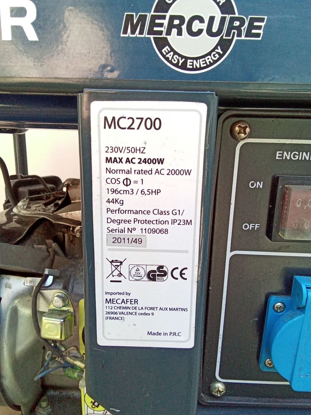 Groupe &eacute;lectrog&egrave;ne MC 2700 Bricolage