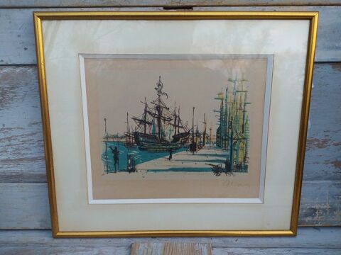 Jean Carzou Le Port Lithographie Sign�e 1954 80 Loches (37)