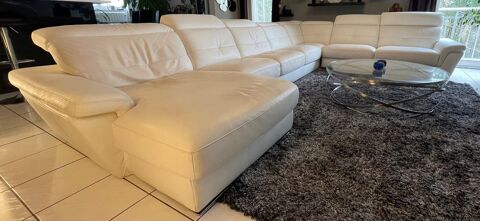 Canap� 7 places en cuir blanc int�gral 3500 Laxou (54)