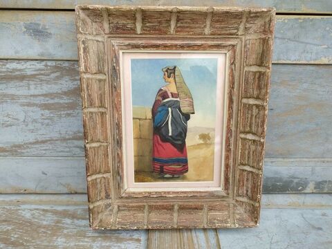 Tableau Aquarelle Costume Traditionnel Italien Italie XIXème 150 Loches (37)