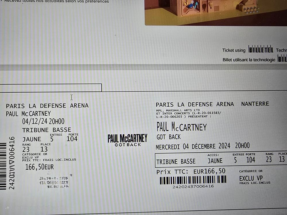  Paul Mc Cartney en concert le 4 d&eacute;cembre 20h Billetterie