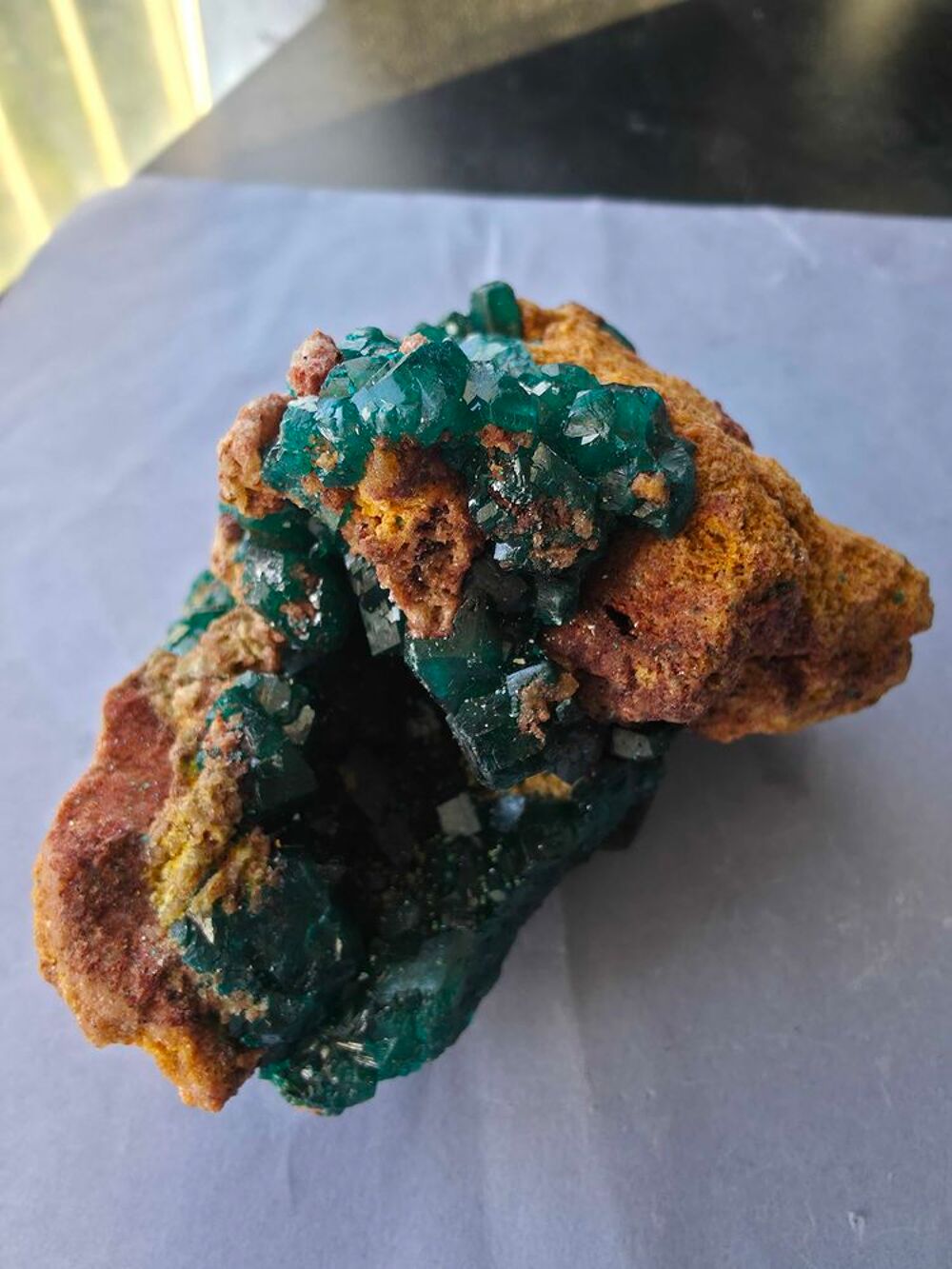 Min&eacute;ral de Collection Dioptase Brute sur Gangue-Katanga RDC 